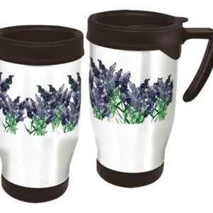 Copo Caneca Térmica Flor Lavanda Branco