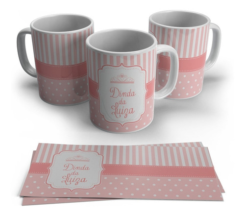 Caneca Personalizada Com Nome - Lembrança De Batizado - Rosa