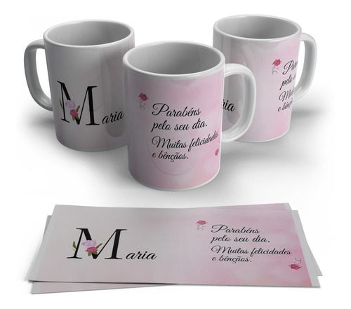 Caneca Personalizada Inicial Do Nome Em Floral - M