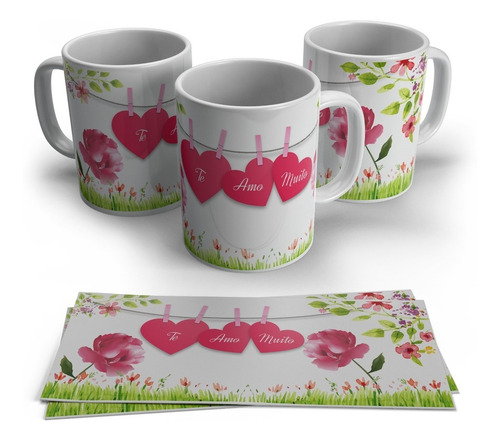 Caneca Personalizada Dia Dos Namorados - Varal De Corações