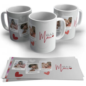 Caneca Personalizada Com Fotos Dia Das Mães Branco
