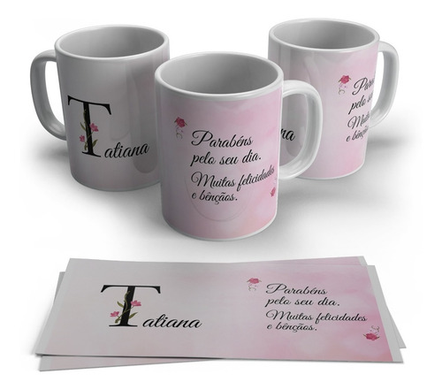 Caneca Personalizada Inicial Do Nome Em Floral - T
