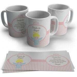 Caneca Personalizada Convite De Batizado Rosa - Anjinho