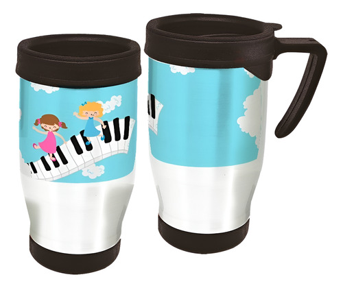 Copo Caneca Térmica Notas Musicais Infantil Branco