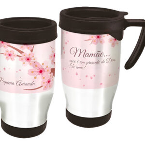 Copo Caneca Térmica Dia Das Mães Flor De Cerejeira Branco