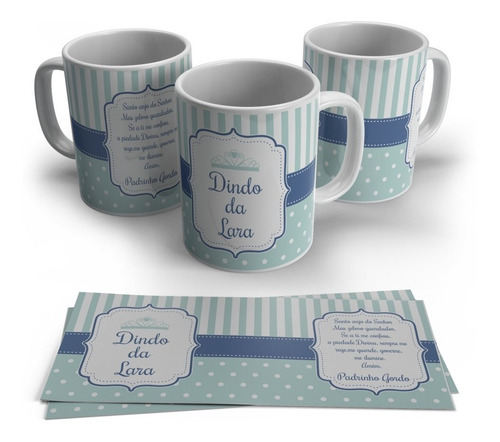 Caneca Personalizada Com Nome - Lembrança De Batizado - Azul