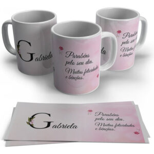 Caneca Personalizada Inicial Do Nome Em Floral - G
