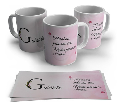 Caneca Personalizada Inicial Do Nome Em Floral - G