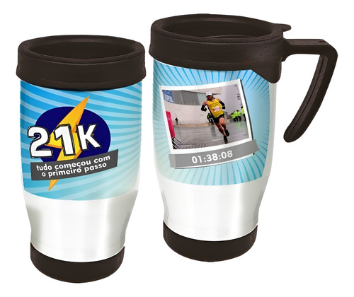 Copo Caneca Térmica Corrida De Rua Meia Maratona Branco