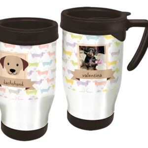 Copo Caneca Térmica Pet - Dachshund Salsicha Com Foto Branco