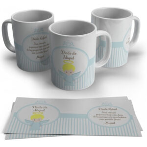 Caneca Personalizada Convite De Batizado Azul - Anjinho