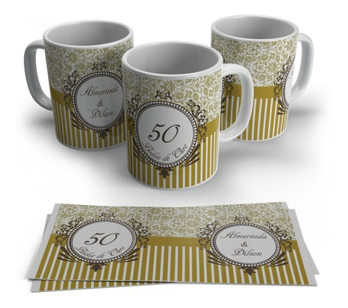 Caneca Personalizada Com Nome - Bodas De Ouro - 2 Unidades