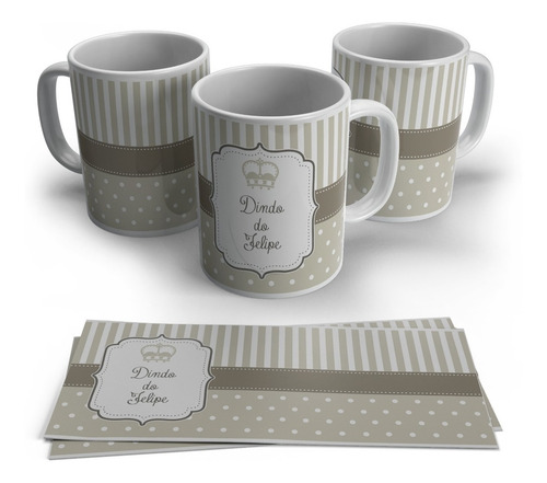 Caneca Personalizada Convite De Batizado - Listras E Poá