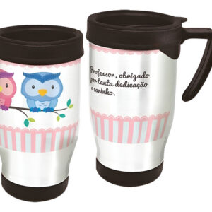 Copo Caneca Térmica Dia Dos Professores - Casal Corujinha Branco