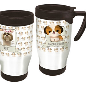 Copo Caneca Térmica Pet - Shih Tzu Com Foto Branco