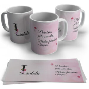 Caneca Personalizada Inicial Do Nome Em Floral - I