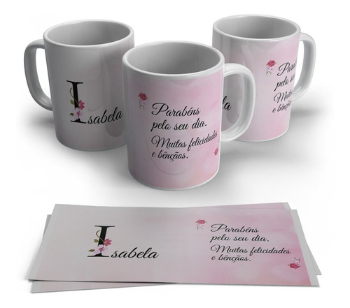 Caneca Personalizada Inicial Do Nome Em Floral - I