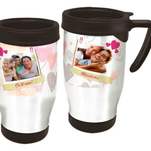 Copo Caneca Térmica Corações 2 Fotos Branco