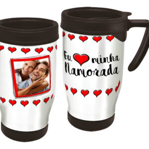 Copo Caneca Térmica Eu Amo Minha Namorada Branco