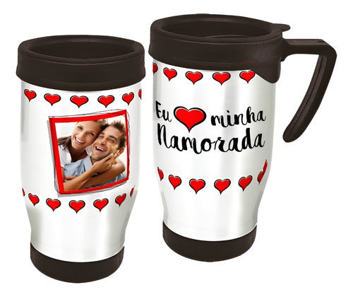 Copo Caneca Térmica Eu Amo Minha Namorada Branco
