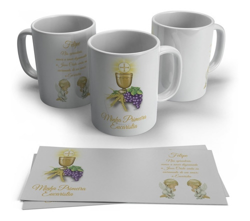 Caneca Personalizada Plástica Primeira Eucaristia Comunhão