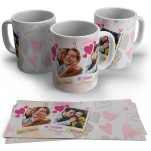 Caneca Personalizada Dia Dos Namorados - Com Fotos E Coraçõe