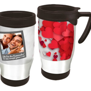 Copo Caneca Térmica Dia Dos Namorados Coração Com Foto Branco