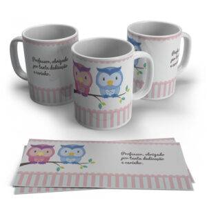 Caneca Plástica - Dia Dos Professores Corujinha Colorida