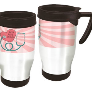 Copo Caneca Térmica Profissão Medicina Coração Rosa Branco