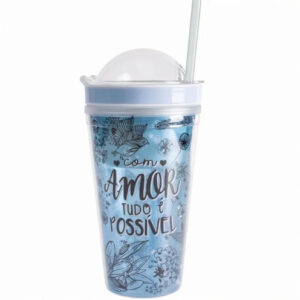 Copo Com Canudo E Lancheira Volta As Aulas Azul