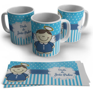 Caneca Personalizada Convite De Batizado - Anjo Azul