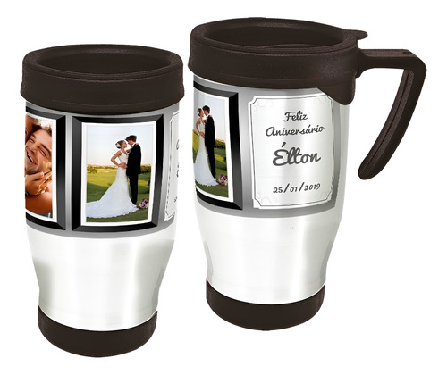 Copo Caneca Térmica Moldura 2 Fotos Branco