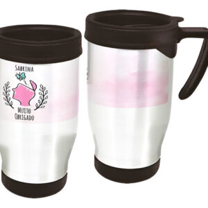 Copo Caneca Térmica Profissão Psicologia Rosa Branco