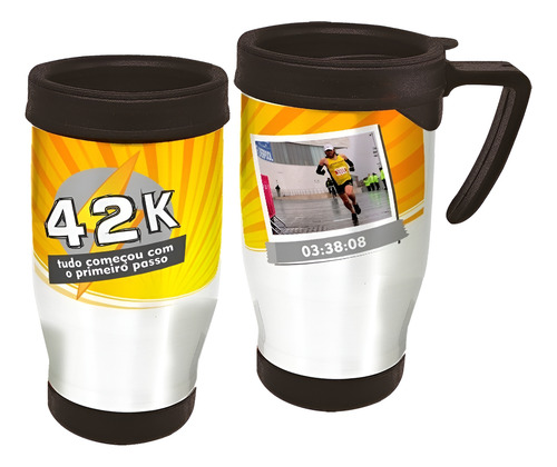 Copo Caneca Térmica Corrida De Rua Maratona Branco