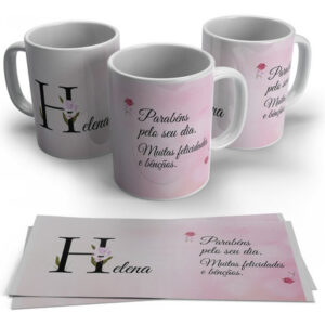 Caneca Personalizada Inicial Do Nome Em Floral - H