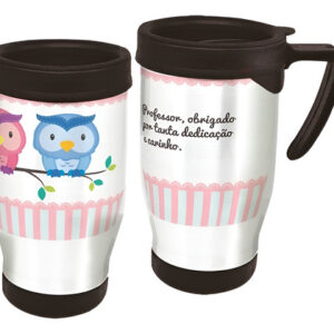 Copo Caneca Térmica Profissão Dia Dos Professores Coruja Com Branco