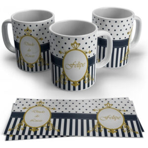 Caneca Personalizada Convite De Batizado - Azul