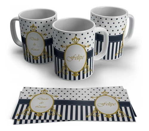 Caneca Personalizada Convite De Batizado - Azul