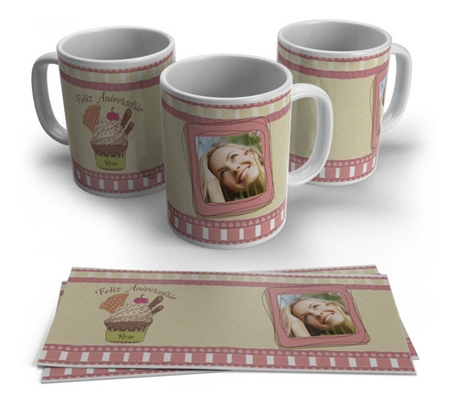 Caneca Personalizada Feliz Aniversário Cupcake