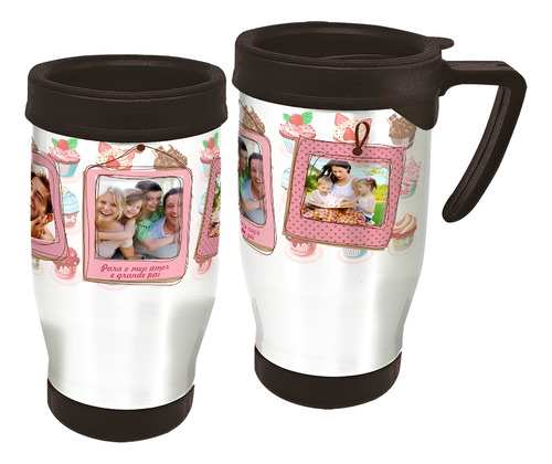 Copo Caneca Térmica Cupcake Fotos Branco