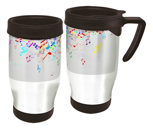 Copo Caneca Térmica Notas Musicais Cascata Branco