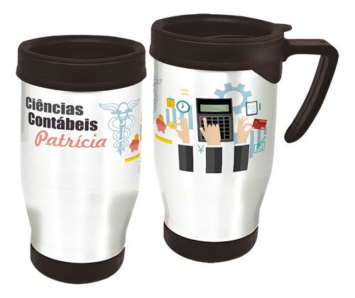 Copo Caneca Térmica Profissão Ciências Contábeis Branco