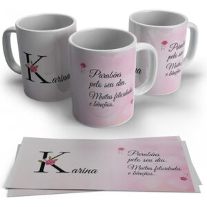 Caneca Personalizada Inicial Do Nome Em Floral - K