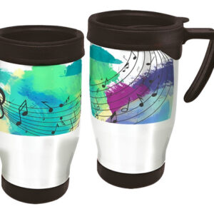 Copo Caneca Térmica Notas Musicais Aquarela Branco
