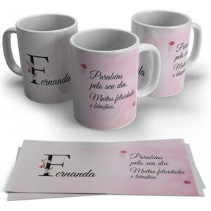 Caneca Personalizada Inicial Do Nome Em Floral - F