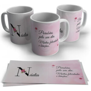 Caneca Personalizada Inicial Do Nome Em Floral - N